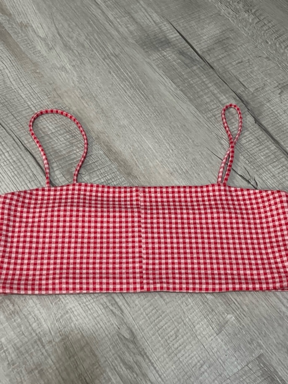 Red Gingham Reformation XL Crop Top with Spaghetti Straps